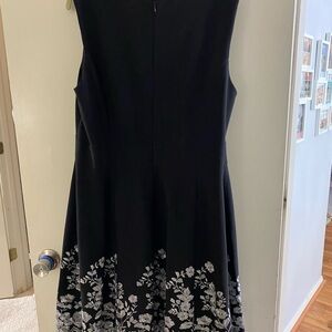 Elegant Black and White Calvin Klein Floral Dress